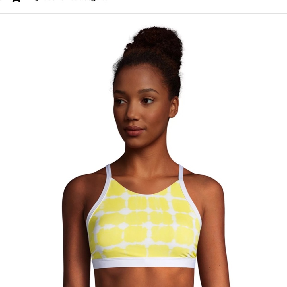 Lands' End‎  Cross-Back Bikini Top Yellow White Size 14 NWT - Picture 6 of 12